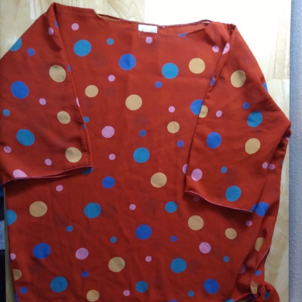Vintage Siasia Polka Dot Circles Rainbow Blouse Top